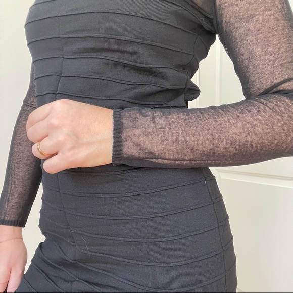 Zara Knit Mini Dress With Sheer Sleeves - Picture 5 of 11